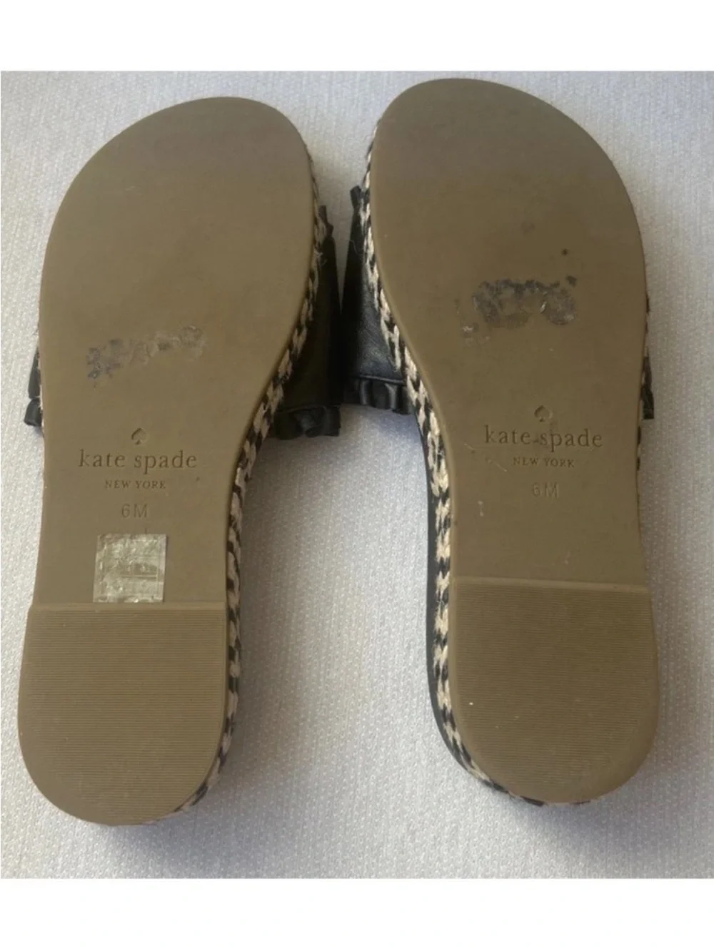 KATE SPADE NEW YORK Womens Sandals ZAHARA Slide Leather Hemp Rope Size 6M